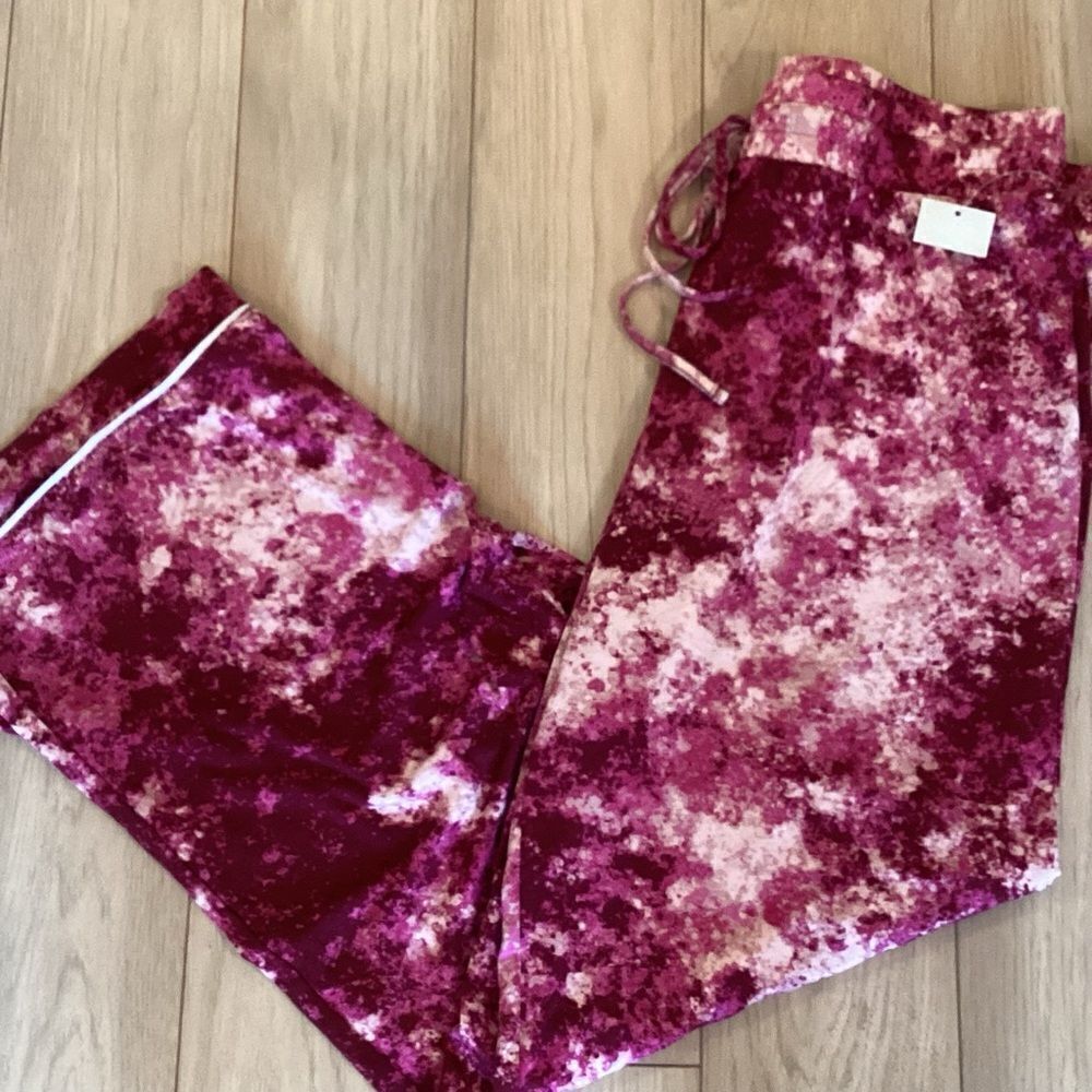 NWT JENNI brand/Macy’s women’s two-piece pajama set pink and wines size XS S M - Picture 13 of 16